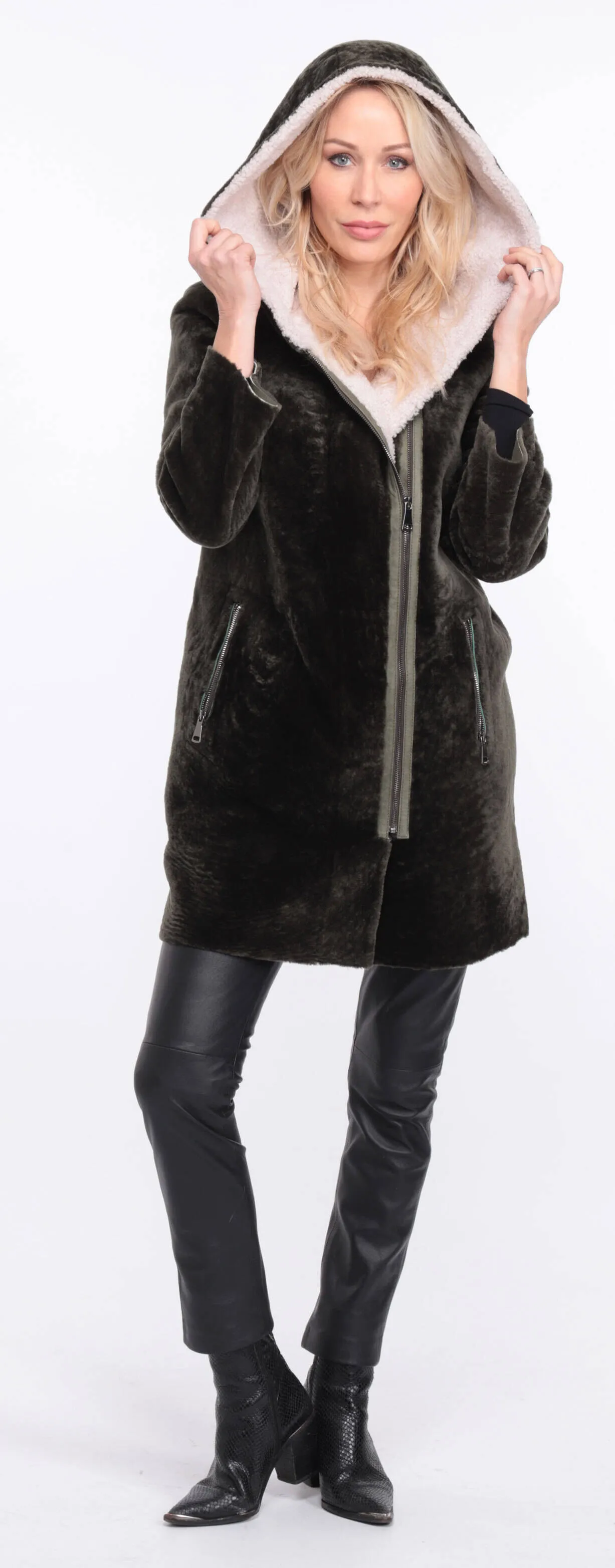 Women's khaki valere sheepskin coat