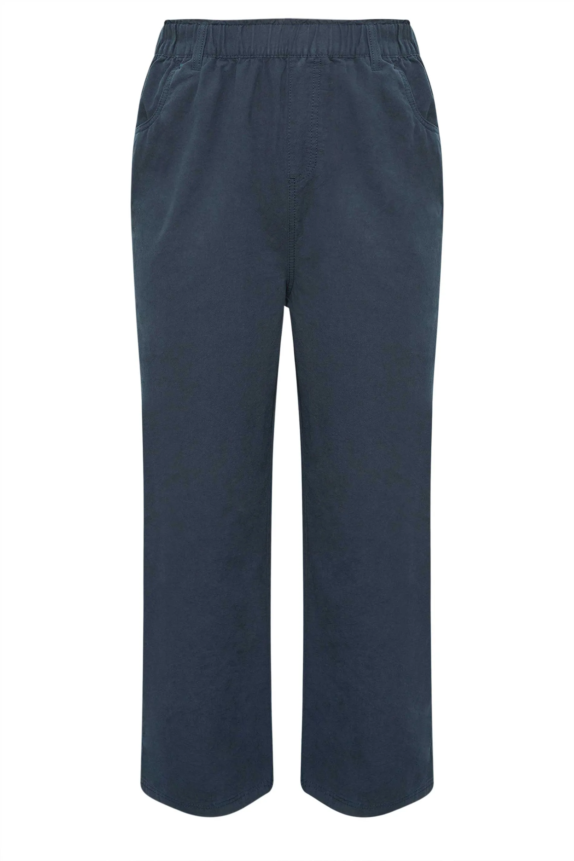 YOURS Curve Navy Blue Cool Cotton Wide Leg Trousers