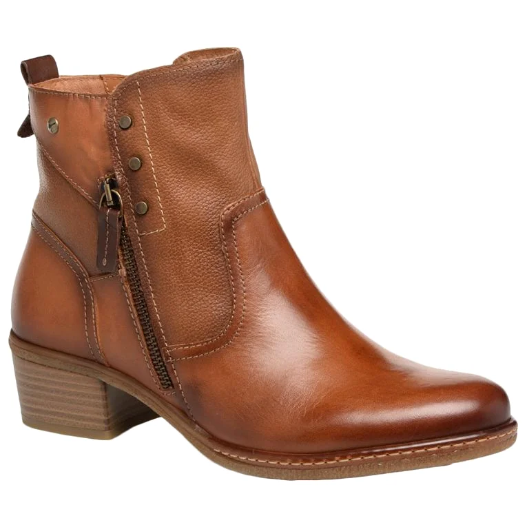 Zaragoza Calfskin Leather Women's Zip Up Ankle Boots